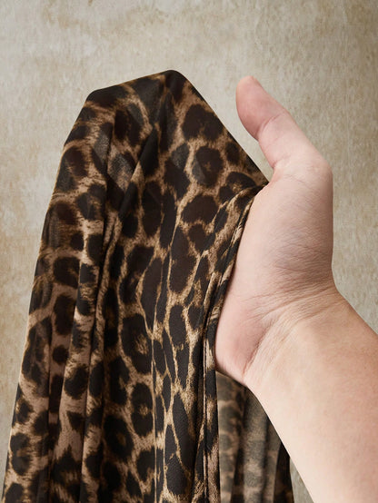 ICON Plus Size Brown Y2K Sexy Leopard Print Asymmetrical Hem Loose Top,Summer 70's Retro Bohemian Music Festival Night Out Beach Club Party Tops