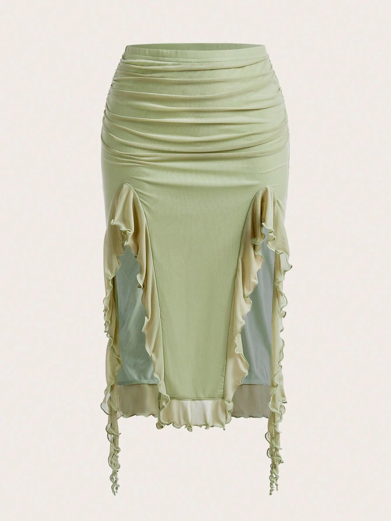 ICON Women's Ruffle Hem Slit Design Casual Versatile Date Night Skirt