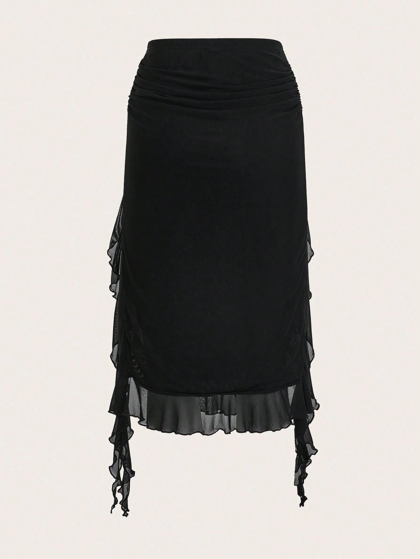ICON Women's Ruffle Hem Slit Design Casual Versatile Date Night Skirt