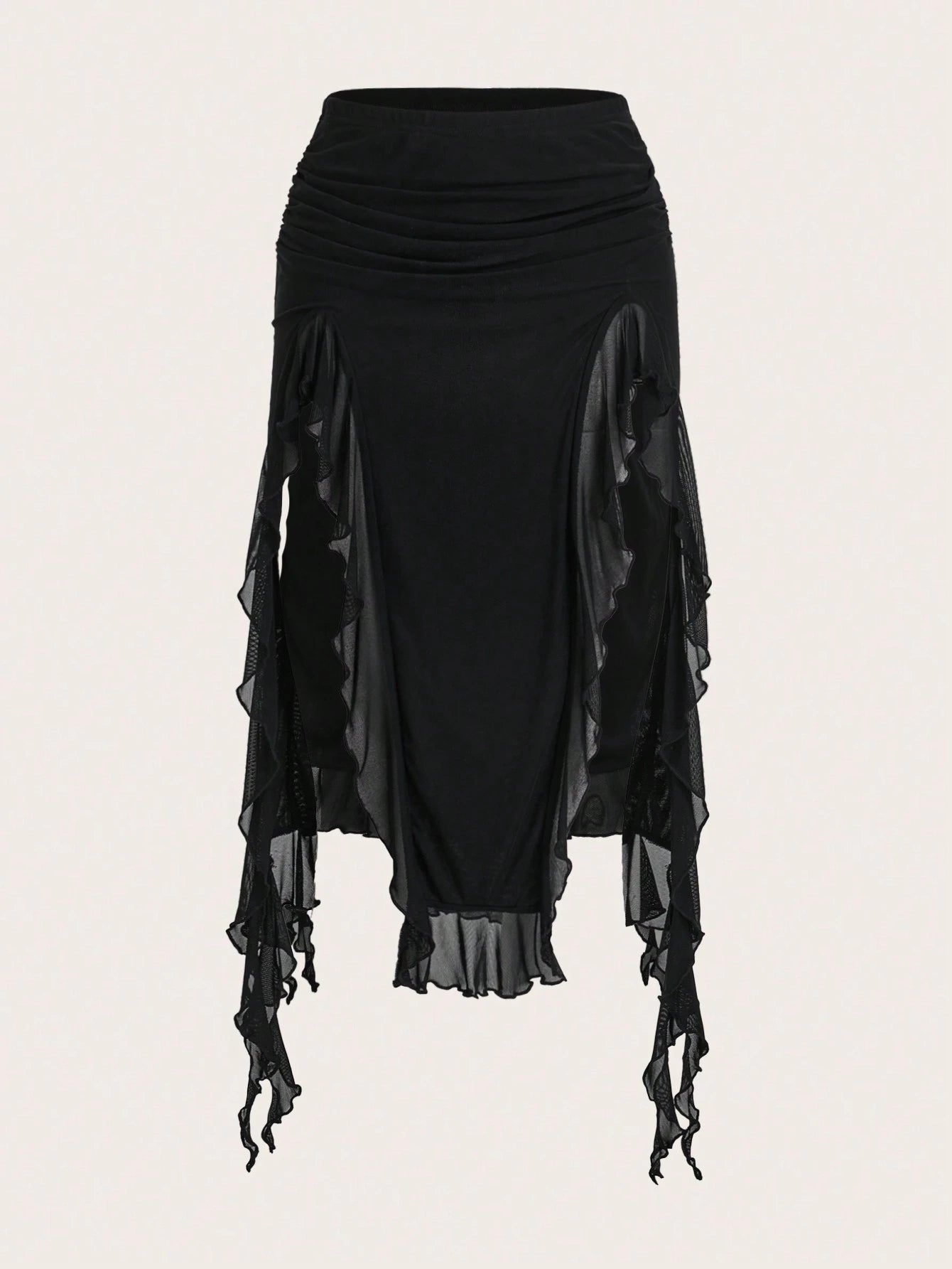 ICON Women's Ruffle Hem Slit Design Casual Versatile Date Night Skirt