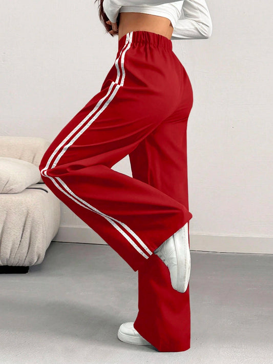 INAWLY Women's Casual Contrast Color Side Loose Leg Pants, Spring/Summer