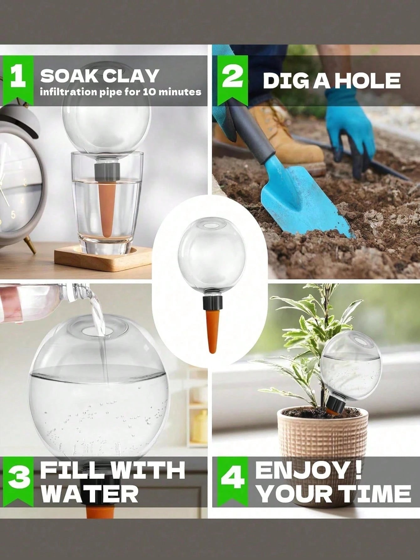 Indoor Garden Automatic Watering Tool Drip Irrigation System Watering Device For Potted Flowers And Plants 500ML Capacity Can Water Automatically For About 6 Days