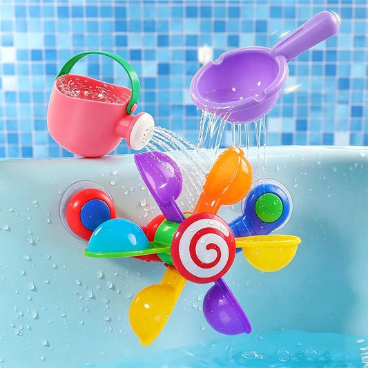 Infant Bath Toys, Children's Watering Can, Bath Spoon And Windmill Water Toys 3pcs Set, Fun Interactive Bathtub Water Play Toys, Also Suitable For Beach, Shower And Pool