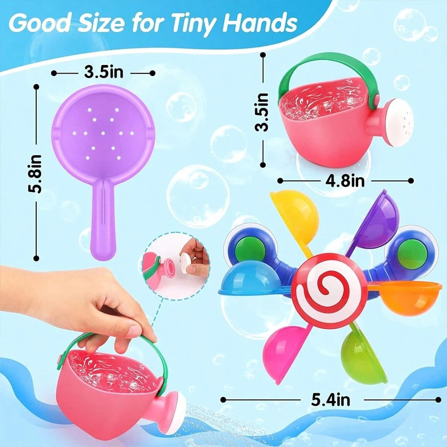 Infant Bath Toys, Children's Watering Can, Bath Spoon And Windmill Water Toys 3pcs Set, Fun Interactive Bathtub Water Play Toys, Also Suitable For Beach, Shower And Pool