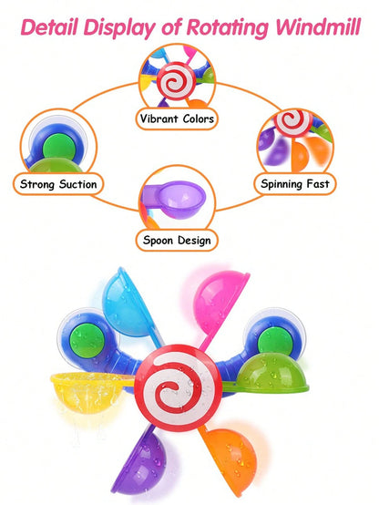Infant Bath Toys, Children's Watering Can, Bath Spoon And Windmill Water Toys 3pcs Set, Fun Interactive Bathtub Water Play Toys, Also Suitable For Beach, Shower And Pool