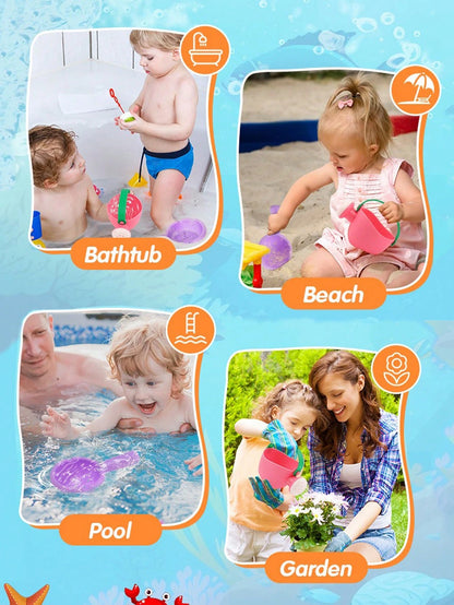 Infant Bath Toys, Children's Watering Can, Bath Spoon And Windmill Water Toys 3pcs Set, Fun Interactive Bathtub Water Play Toys, Also Suitable For Beach, Shower And Pool