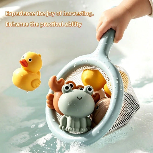 Infant Bath Toys For Kids Ages 1-3- No Hole Animal Bathtub Toys With, Water Toys For 6-12 Months Infants With Fishing Net,Baby Bath Tub Toys For Pool, Bathtub, Beach, Shower, Tub,Ideal Gifts For Kids