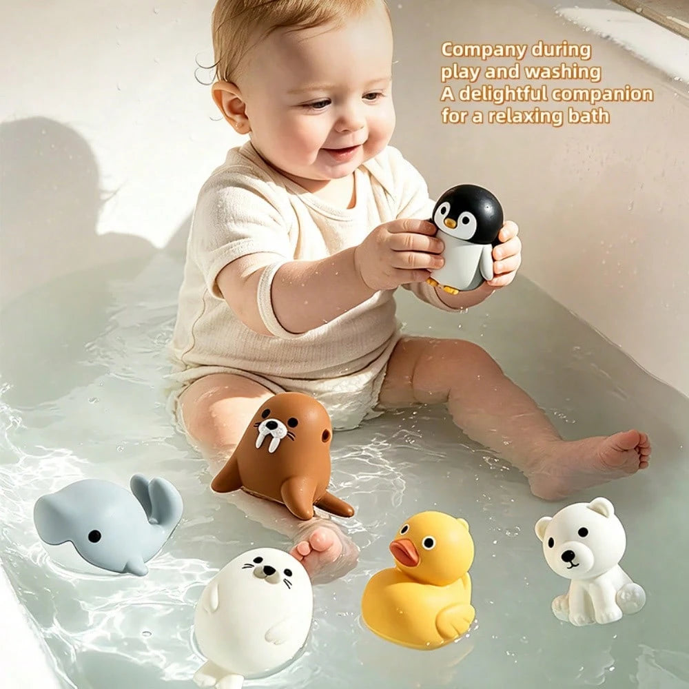 Infant Bath Toys For Kids Ages 1-3- No Hole Animal Bathtub Toys With, Water Toys For 6-12 Months Infants With Fishing Net,Baby Bath Tub Toys For Pool, Bathtub, Beach, Shower, Tub,Ideal Gifts For Kids