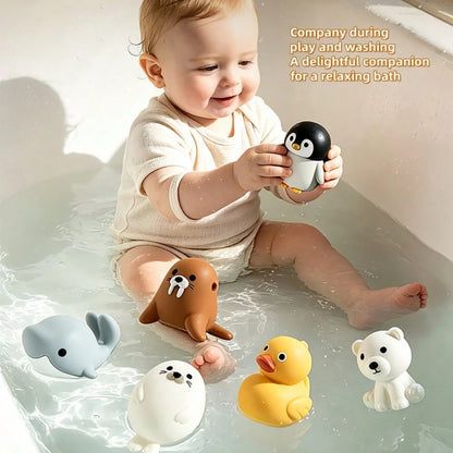 Infant Bath Toys For Kids Ages 1-3- No Hole Animal Bathtub Toys With, Water Toys For 6-12 Months Infants With Fishing Net,Baby Bath Tub Toys For Pool, Bathtub, Beach, Shower, Tub,Ideal Gifts For Kids