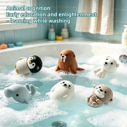 Infant Bath Toys For Kids Ages 1-3- No Hole Animal Bathtub Toys With, Water Toys For 6-12 Months Infants With Fishing Net,Baby Bath Tub Toys For Pool, Bathtub, Beach, Shower, Tub,Ideal Gifts For Kids