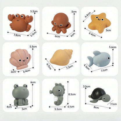 Infant Bath Toys For Kids Ages 1-3- No Hole Animal Bathtub Toys With, Water Toys For 6-12 Months Infants With Fishing Net,Baby Bath Tub Toys For Pool, Bathtub, Beach, Shower, Tub,Ideal Gifts For Kids