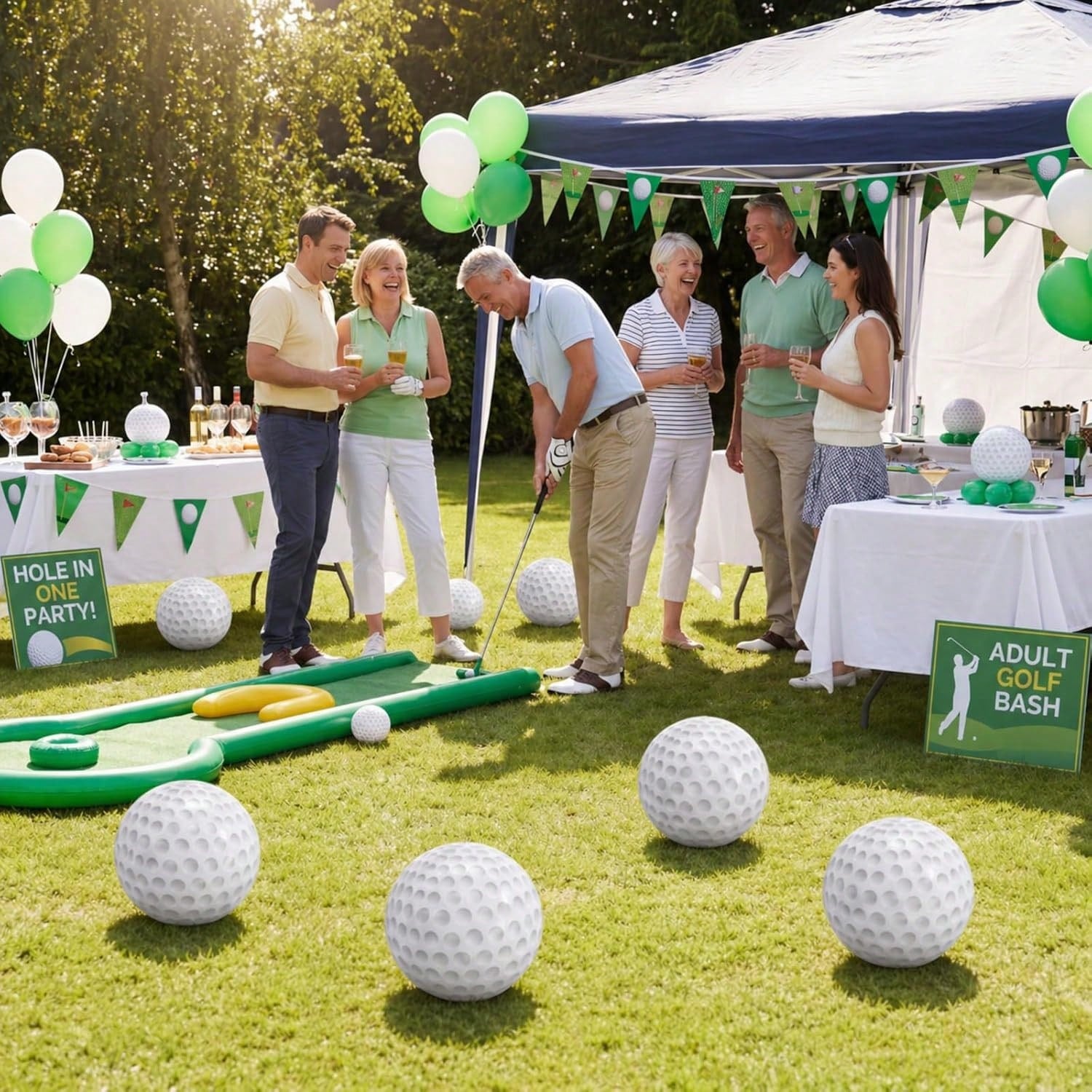 Inflatable Golf Pattern Beach Ball, PVC Material Golf Ball Pool Toy, Suitable For Summer And Pool Party Decoration Balls