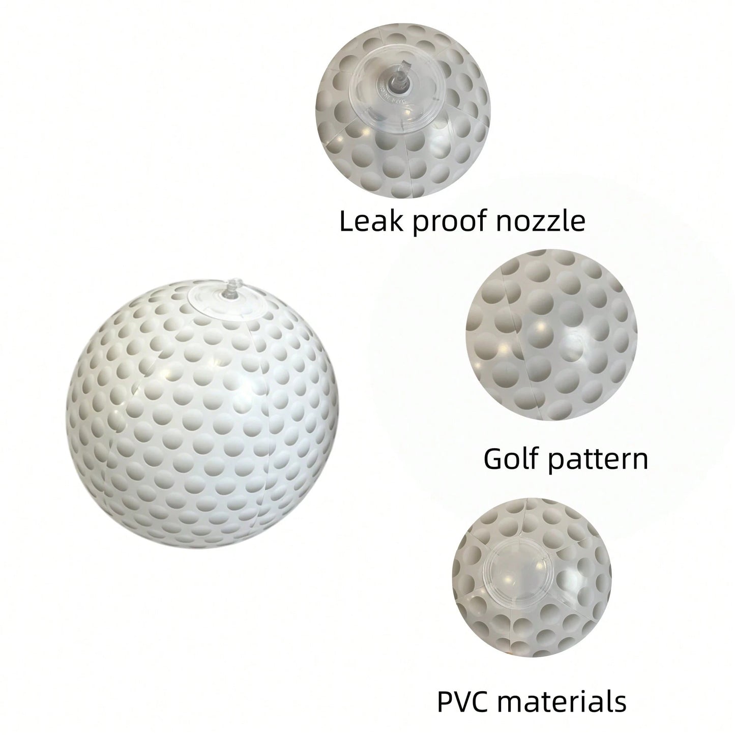 Inflatable Golf Pattern Beach Ball, PVC Material Golf Ball Pool Toy, Suitable For Summer And Pool Party Decoration Balls