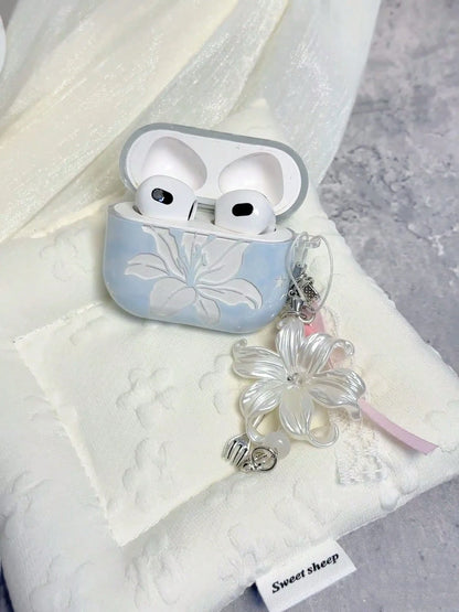 Ins Hollow Blue Lily Design Pro 3/4/2/ 4/2nd Gen Wireless Bluetooth Earphone Case, New Pro 3/Pro 2 Shockproof Protective Cover, Korean Style