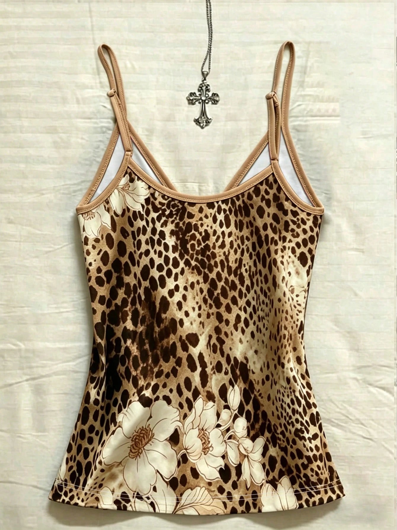 IslaSuriya Women's Leopard & Floral Print Casual Versatile Daily Wear Camisole Top