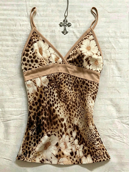 IslaSuriya Women's Leopard & Floral Print Casual Versatile Daily Wear Camisole Top