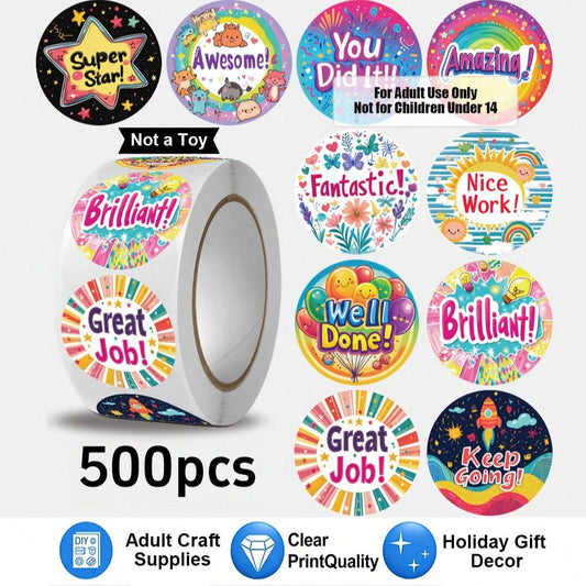 JOERBABU the little kangaroo Bobbie 500 Pcs/Roll, Gift And Craft Decoration Stickers, 10 Styles Ins-Style Balloons, Rainbow Encouragement/Reward Patterns, Halloween, Christmas Gift Wrapping Labels, Fo