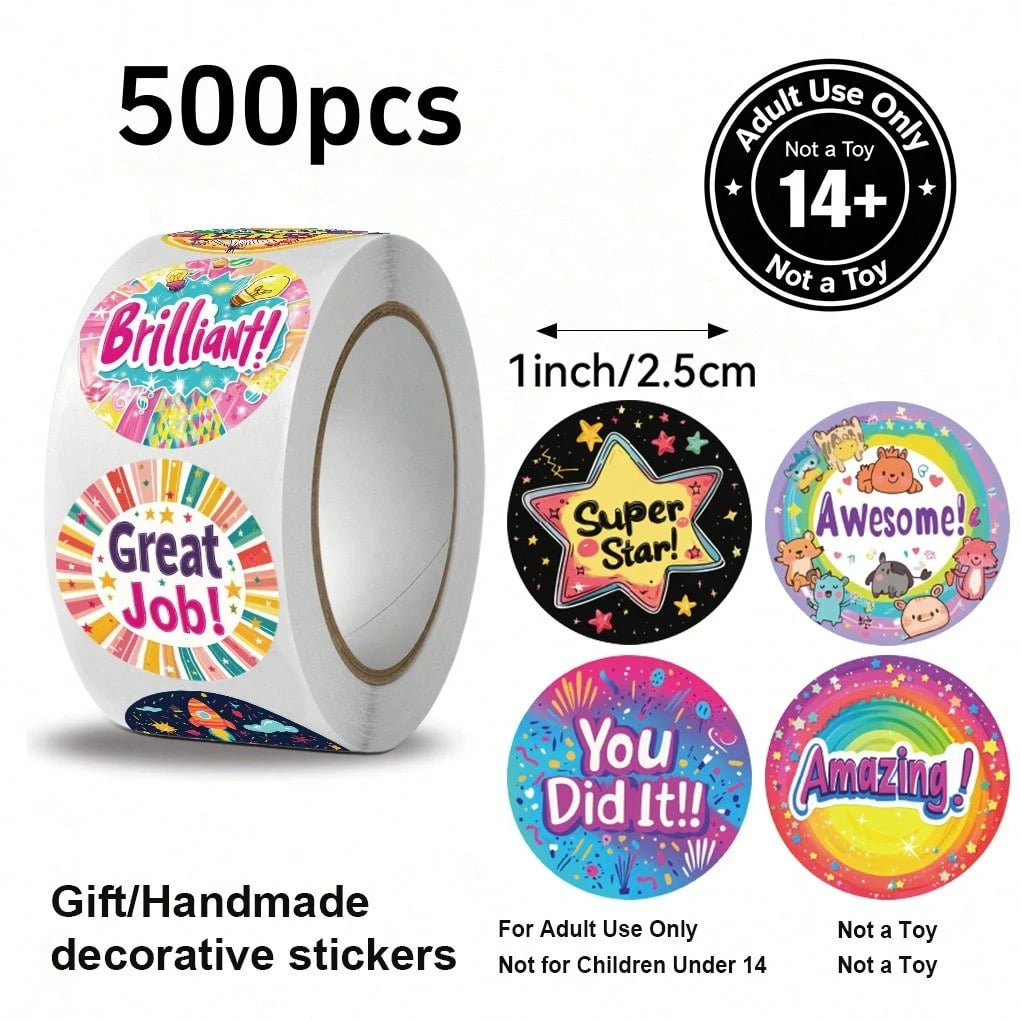 JOERBABU the little kangaroo Bobbie 500 Pcs/Roll, Gift And Craft Decoration Stickers, 10 Styles Ins-Style Balloons, Rainbow Encouragement/Reward Patterns, Halloween, Christmas Gift Wrapping Labels, Fo