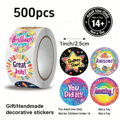 JOERBABU the little kangaroo Bobbie 500 Pcs/Roll, Gift And Craft Decoration Stickers, 10 Styles Ins-Style Balloons, Rainbow Encouragement/Reward Patterns, Halloween, Christmas Gift Wrapping Labels, Fo