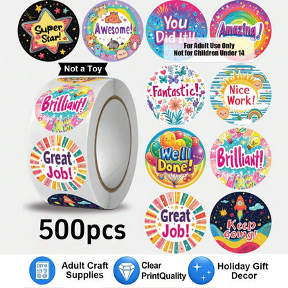 JOERBABU the little kangaroo Bobbie 500 Pcs/Roll, Gift And Craft Decoration Stickers, 10 Styles Ins-Style Balloons, Rainbow Encouragement/Reward Patterns, Halloween, Christmas Gift Wrapping Labels, Fo