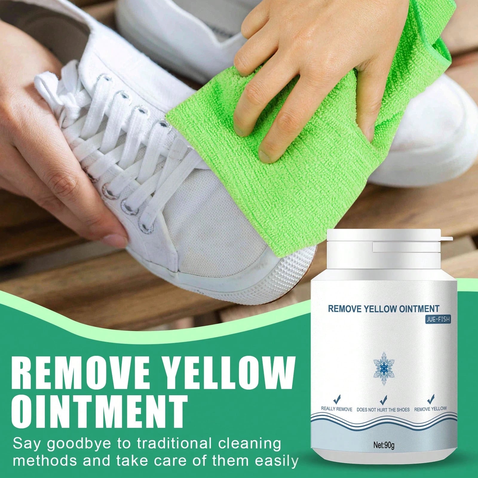 JUE FISH Remove Yellow Ointment Shoes Anti-Oxidation Repair Complementary Color Yellow Shoes Whitening Remover Stain Yellow Edge Cleaning Tool No-Rinse Gel