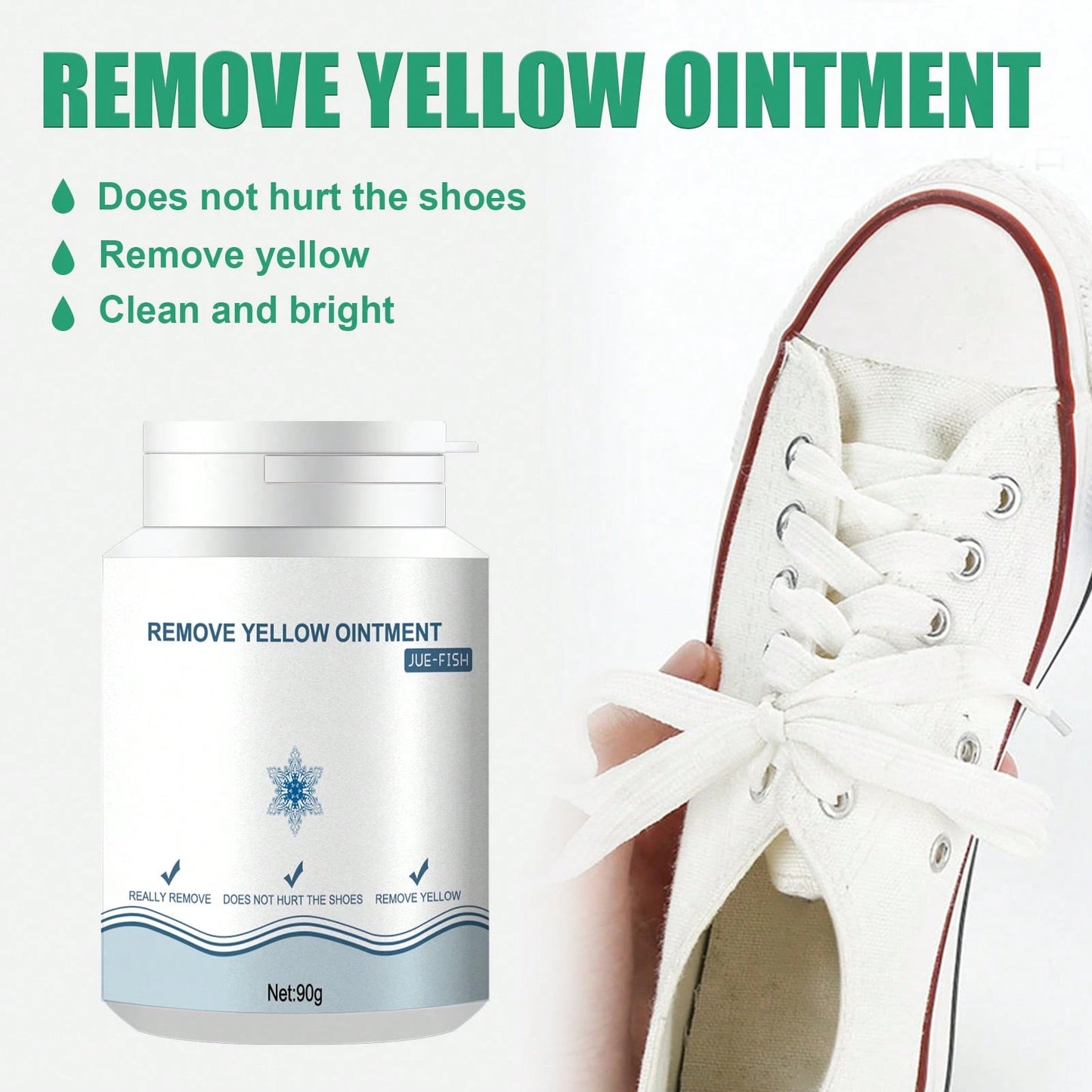 JUE FISH Remove Yellow Ointment Shoes Anti-Oxidation Repair Complementary Color Yellow Shoes Whitening Remover Stain Yellow Edge Cleaning Tool No-Rinse Gel