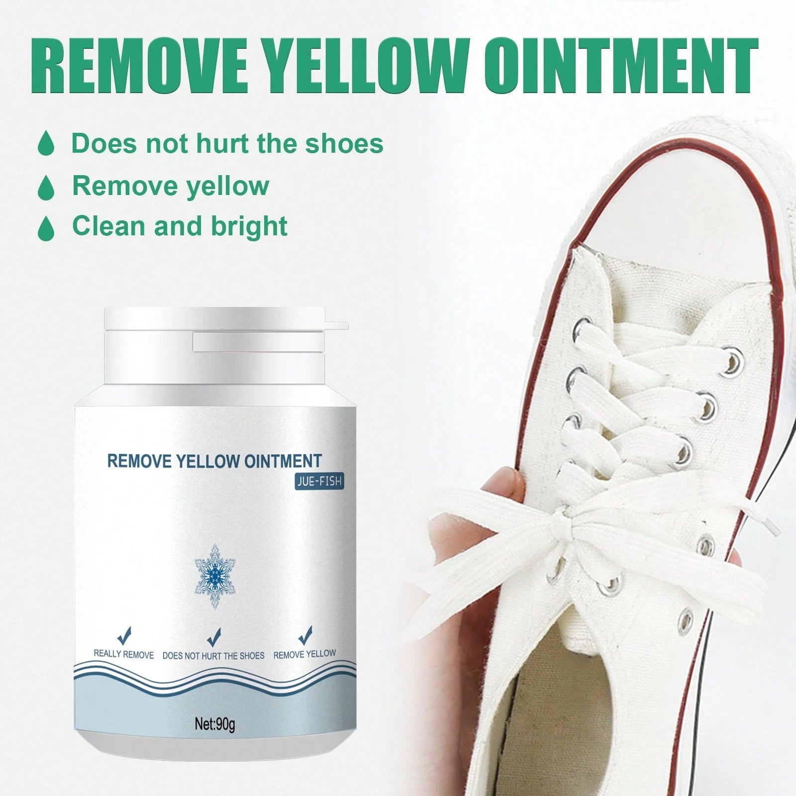 JUE FISH Remove Yellow Ointment Shoes Anti-Oxidation Repair Complementary Color Yellow Shoes Whitening Remover Stain Yellow Edge Cleaning Tool No-Rinse Gel