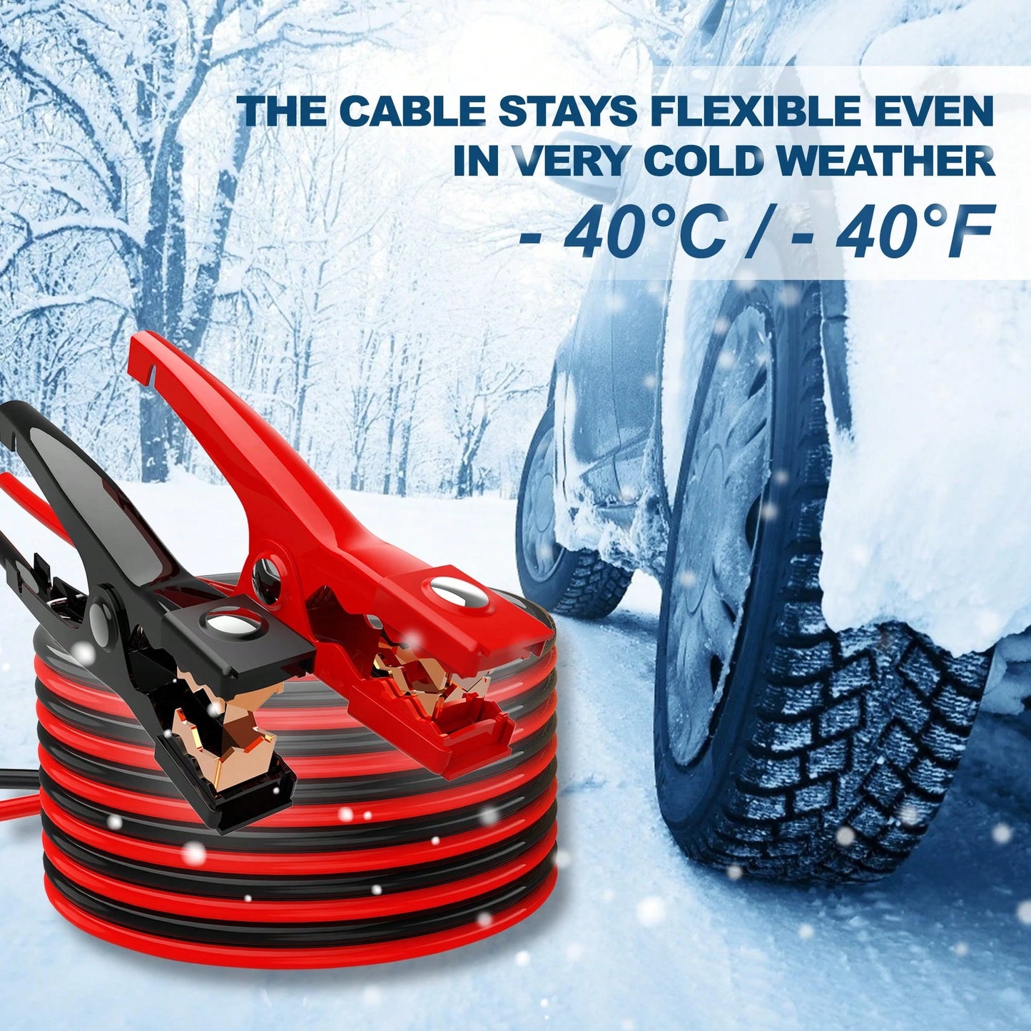 Jumper Cables For Car, UL-Listed 8 Gauge 12 Feet Heavy Duty Booster Cables With Carry Bag (8AWG X 12Ft)