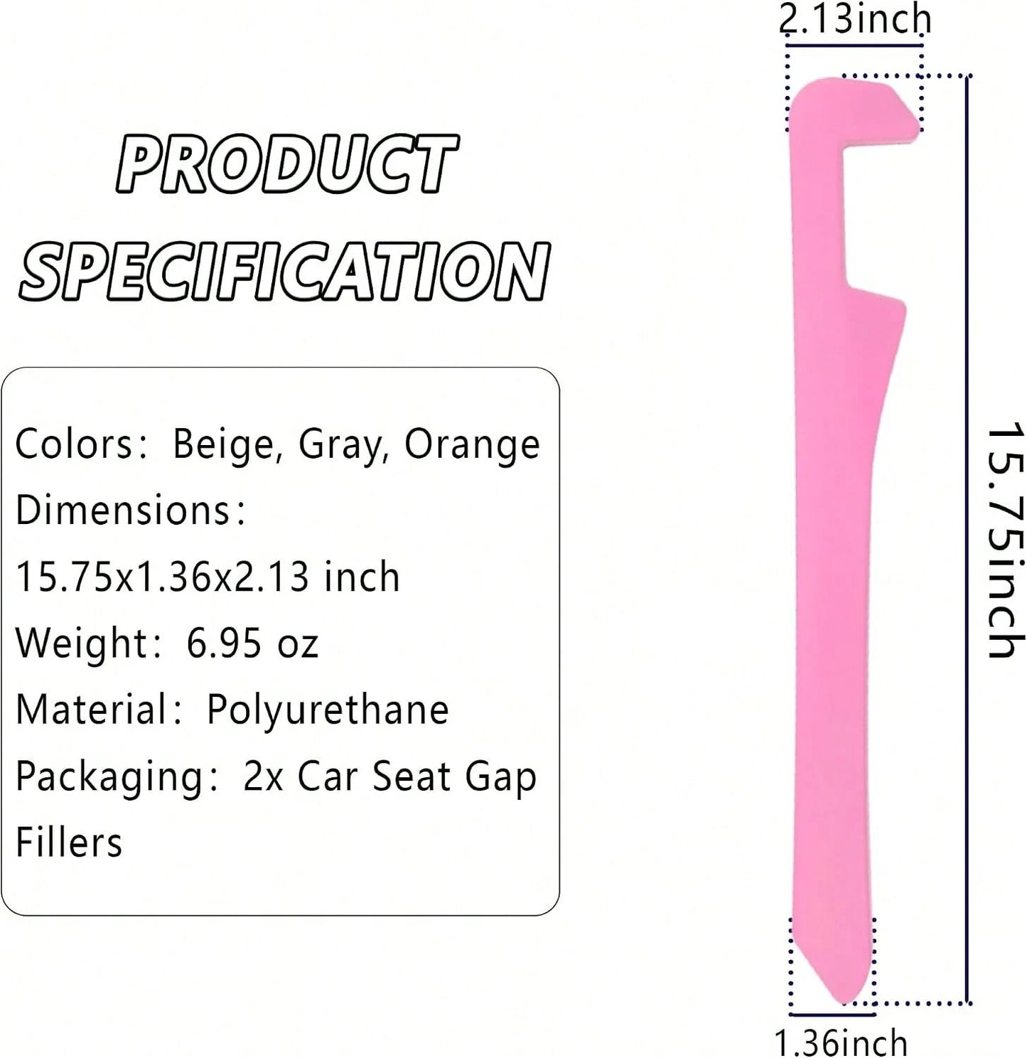 Junecarp Car Seat Gap Filler 2 Pack,Car Gap Filler Organizer To Impede Items From Dropping,Essential Interior Car Accessories Seat Gap Plug (Pink)