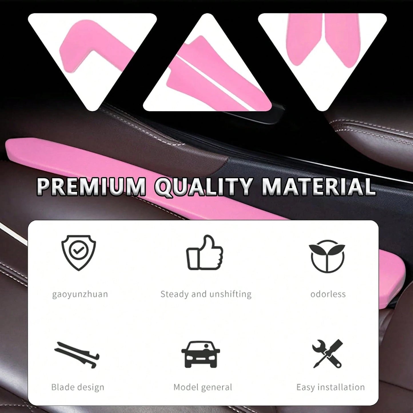 Junecarp Car Seat Gap Filler 2 Pack,Car Gap Filler Organizer To Impede Items From Dropping,Essential Interior Car Accessories Seat Gap Plug (Pink)