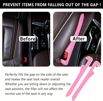 Junecarp Car Seat Gap Filler 2 Pack,Car Gap Filler Organizer To Impede Items From Dropping,Essential Interior Car Accessories Seat Gap Plug (Pink)