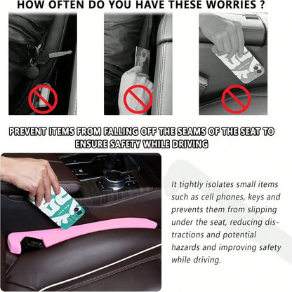 Junecarp Car Seat Gap Filler 2 Pack,Car Gap Filler Organizer To Impede Items From Dropping,Essential Interior Car Accessories Seat Gap Plug (Pink)