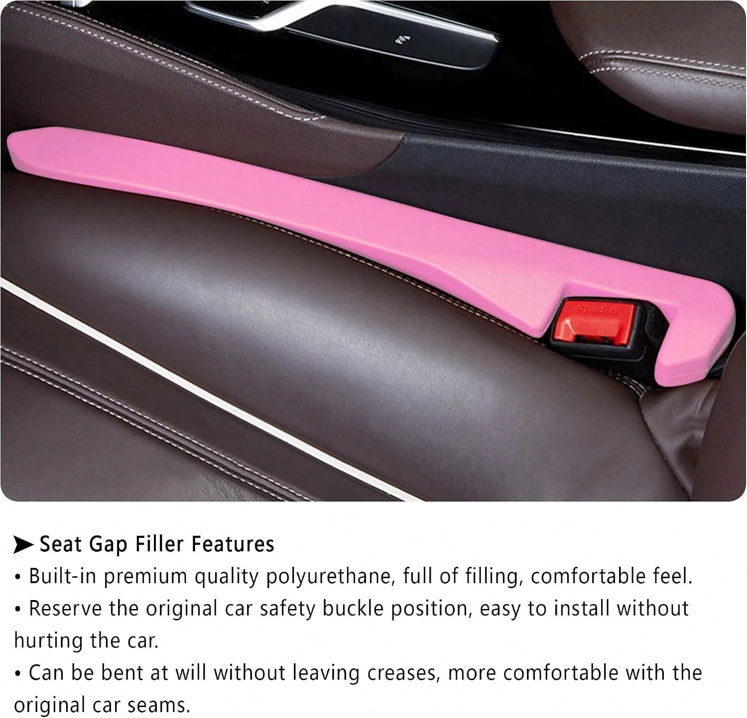 Junecarp Car Seat Gap Filler 2 Pack,Car Gap Filler Organizer To Impede Items From Dropping,Essential Interior Car Accessories Seat Gap Plug (Pink)