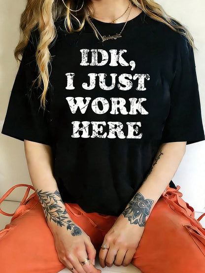 K HERE'Letter Print 1 Pcs Women's Plus Size T-Shirt Oversized Graphic Short Sleeve Tee 100% Polyester Novelty Shirt Crew Neck Top Casual Clothing 220g