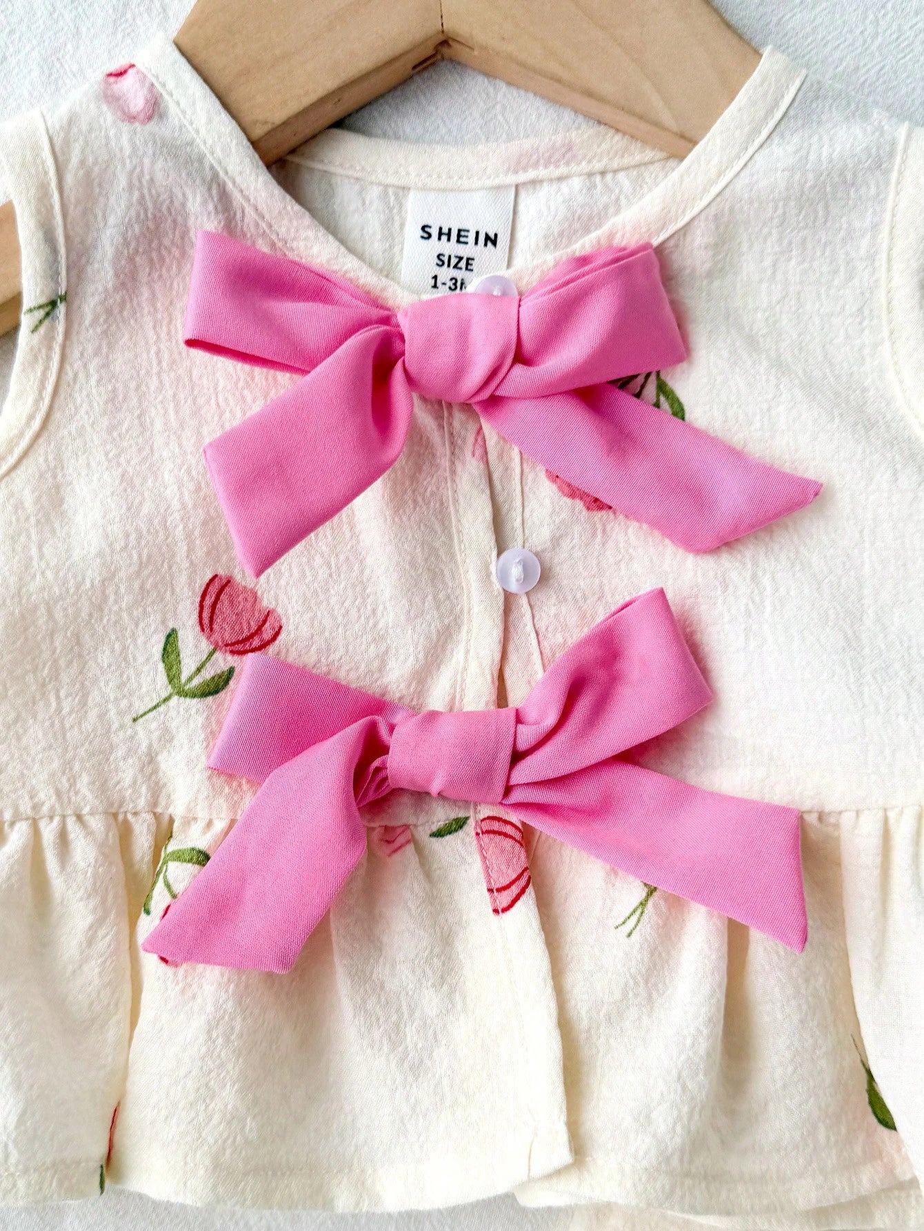 Kids Multicolor Polyester Ruffle Flounce Sleeve Tank Top Co-Ord With Plants Pattern For Baby Girls Vacation Style