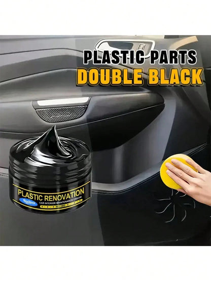 KineShineX Car Interior Polishing Paste, Car Leather Seats, Dashboard Control Panel Polishing Repair Paste, Scratch Repair Wax, Tire Blackening Agent, Car Parts, Comes With A Car Cleaning Sponge As A