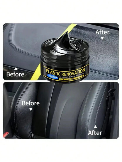 KineShineX Car Interior Polishing Paste, Car Leather Seats, Dashboard Control Panel Polishing Repair Paste, Scratch Repair Wax, Tire Blackening Agent, Car Parts, Comes With A Car Cleaning Sponge As A