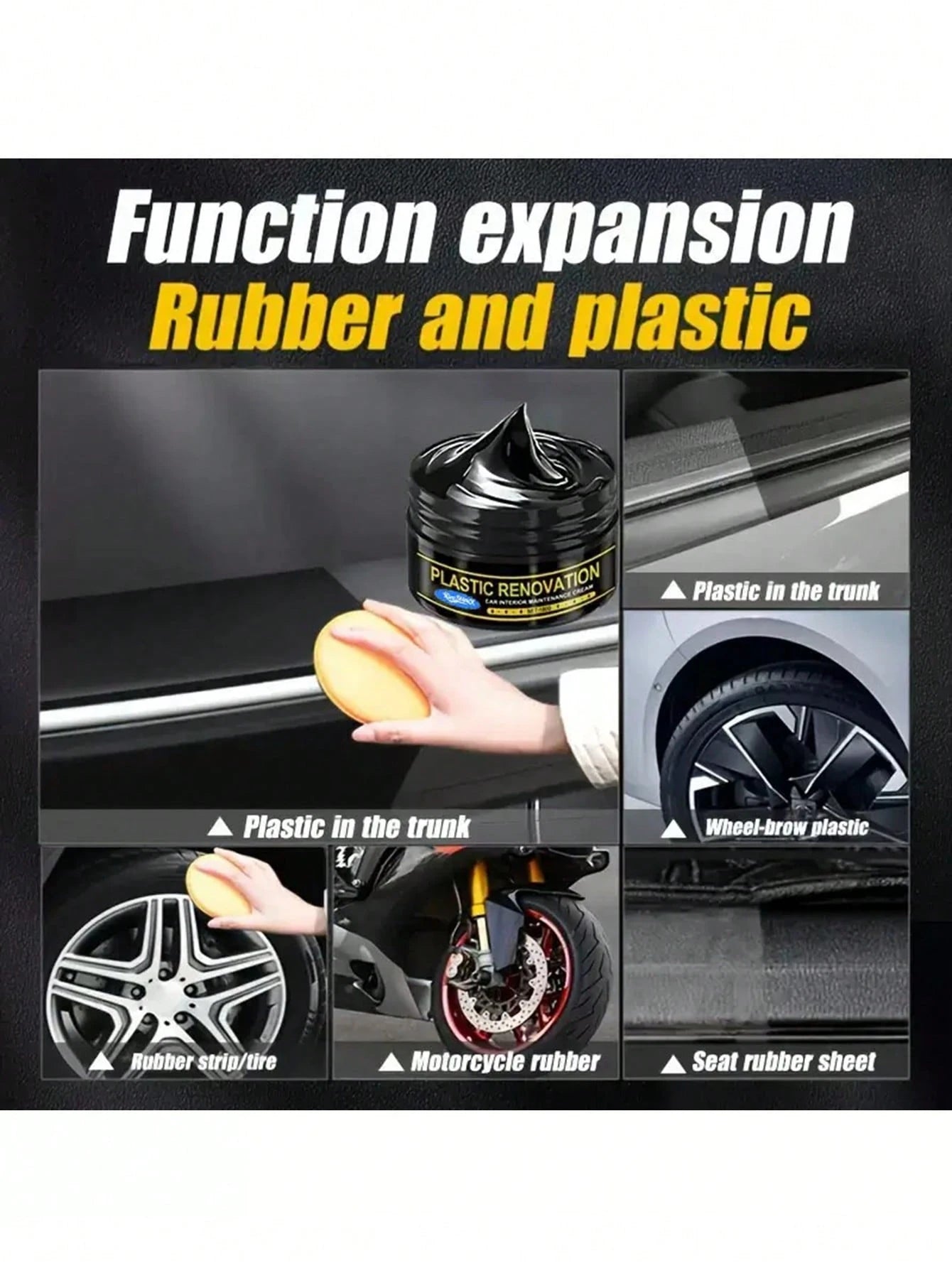 KineShineX Car Interior Polishing Paste, Car Leather Seats, Dashboard Control Panel Polishing Repair Paste, Scratch Repair Wax, Tire Blackening Agent, Car Parts, Comes With A Car Cleaning Sponge As A