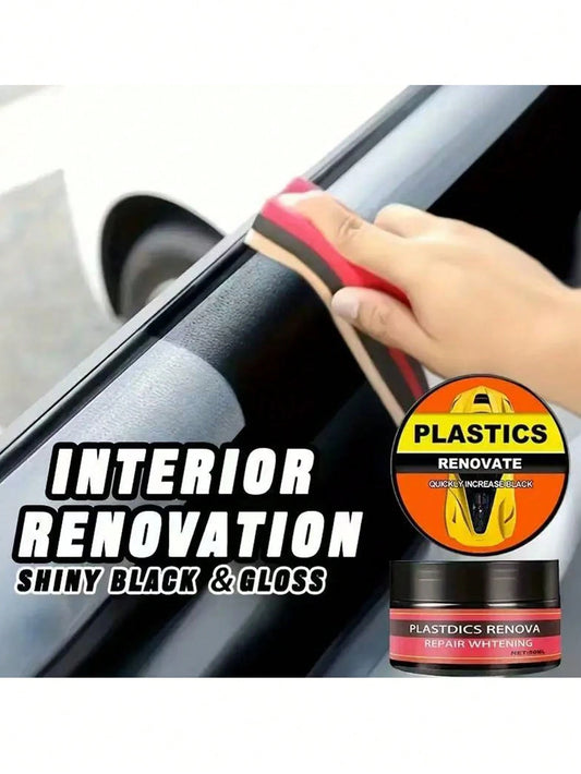 KineShineX Car Interior Polishing Wax, Plastic Bumper Scratch Repair Wax, Tire Cracking Yellowing Oxidation Blackening Agent, Car Refurbishment Paste, Polishing Paste, Car Parts