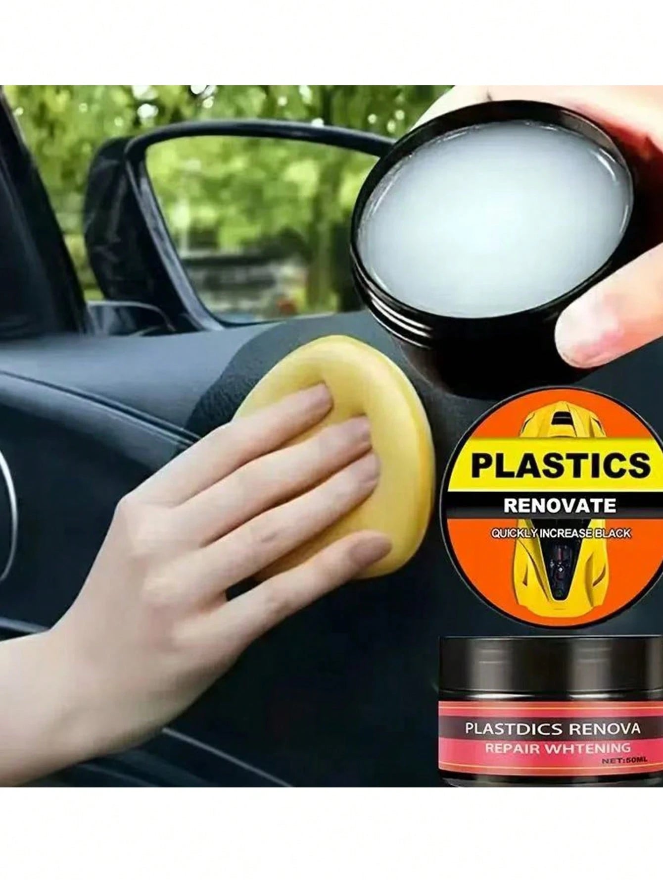 KineShineX Car Interior Polishing Wax, Plastic Bumper Scratch Repair Wax, Tire Cracking Yellowing Oxidation Blackening Agent, Car Refurbishment Paste, Polishing Paste, Car Parts