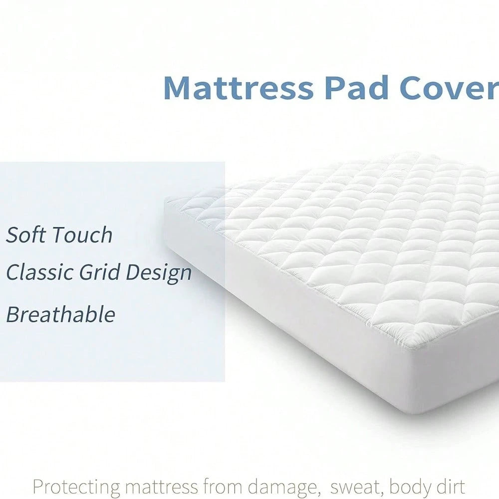 King Quilted Mattress Pad Cover With Deep Pocket (8"-21"), Cooling Soft Pillowtop Mattress Cover, Down Alternative Mattress Protector Topper
