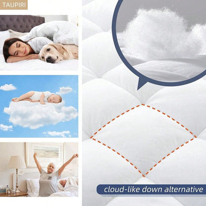 King Quilted Mattress Pad Cover With Deep Pocket (8"-21"), Cooling Soft Pillowtop Mattress Cover, Down Alternative Mattress Protector Topper