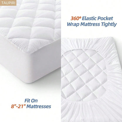 King Quilted Mattress Pad Cover With Deep Pocket (8"-21"), Cooling Soft Pillowtop Mattress Cover, Down Alternative Mattress Protector Topper