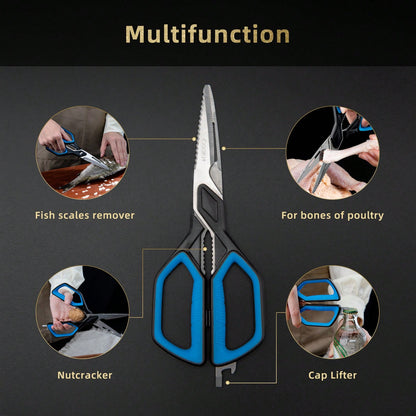 Kitchen Scissors, Multipurpose Utility Scissors For Kitchen Use, Large Sharp Blade Shears For Chicken Poultry Fish Meat Turkey Vegetables- Stainless Steel Scissors