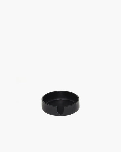 Kobon Black Leather Tray, Round
