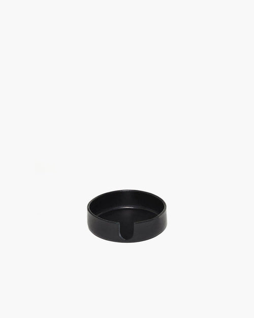 Kobon Black Leather Tray, Round