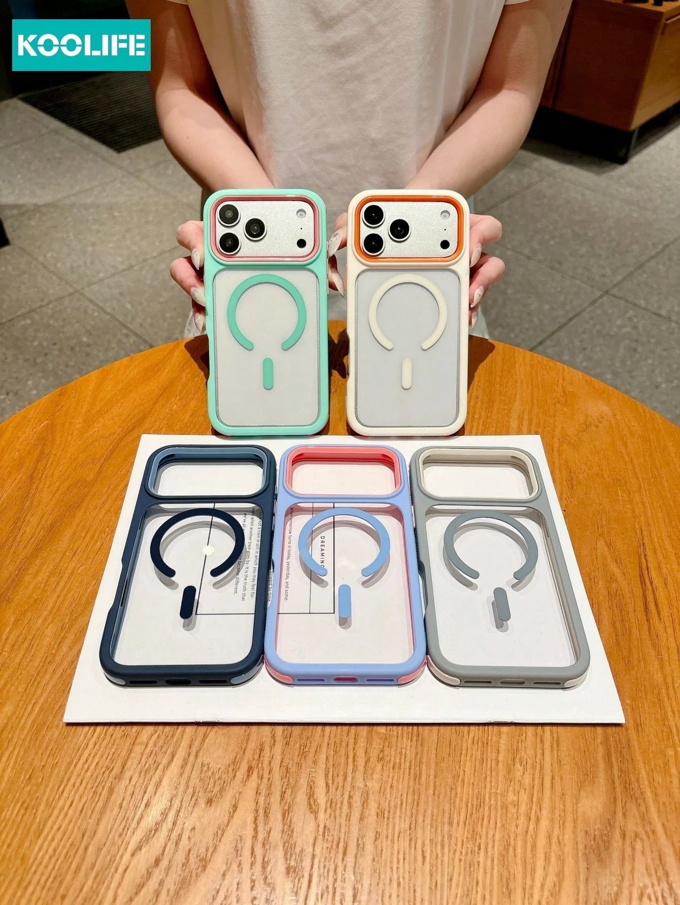 KOOLIFE Luxury Shockproof Anti-Drop Magnetic 3-In-1 Color-Block Transparent Acrylic Apple Phone Case, For Phone18pro/18pro Max/17ProMax, 16ProMax, 15ProMax, 14ProMax, 13ProMax, 17Pro, 16Pro, 15Pro, 14