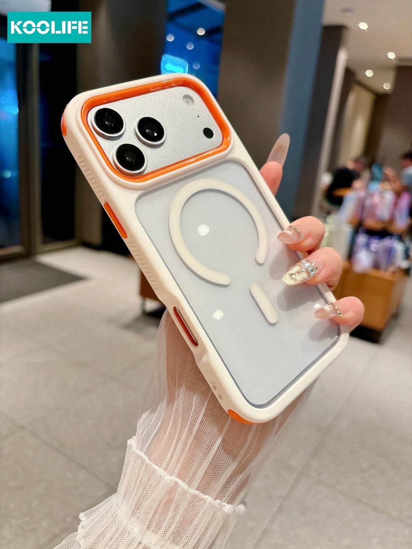 KOOLIFE Luxury Shockproof Anti-Drop Magnetic 3-In-1 Color-Block Transparent Acrylic Apple Phone Case, For Phone18pro/18pro Max/17ProMax, 16ProMax, 15ProMax, 14ProMax, 13ProMax, 17Pro, 16Pro, 15Pro, 14