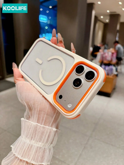 KOOLIFE Luxury Shockproof Anti-Drop Magnetic 3-In-1 Color-Block Transparent Acrylic Apple Phone Case, For Phone18pro/18pro Max/17ProMax, 16ProMax, 15ProMax, 14ProMax, 13ProMax, 17Pro, 16Pro, 15Pro, 14