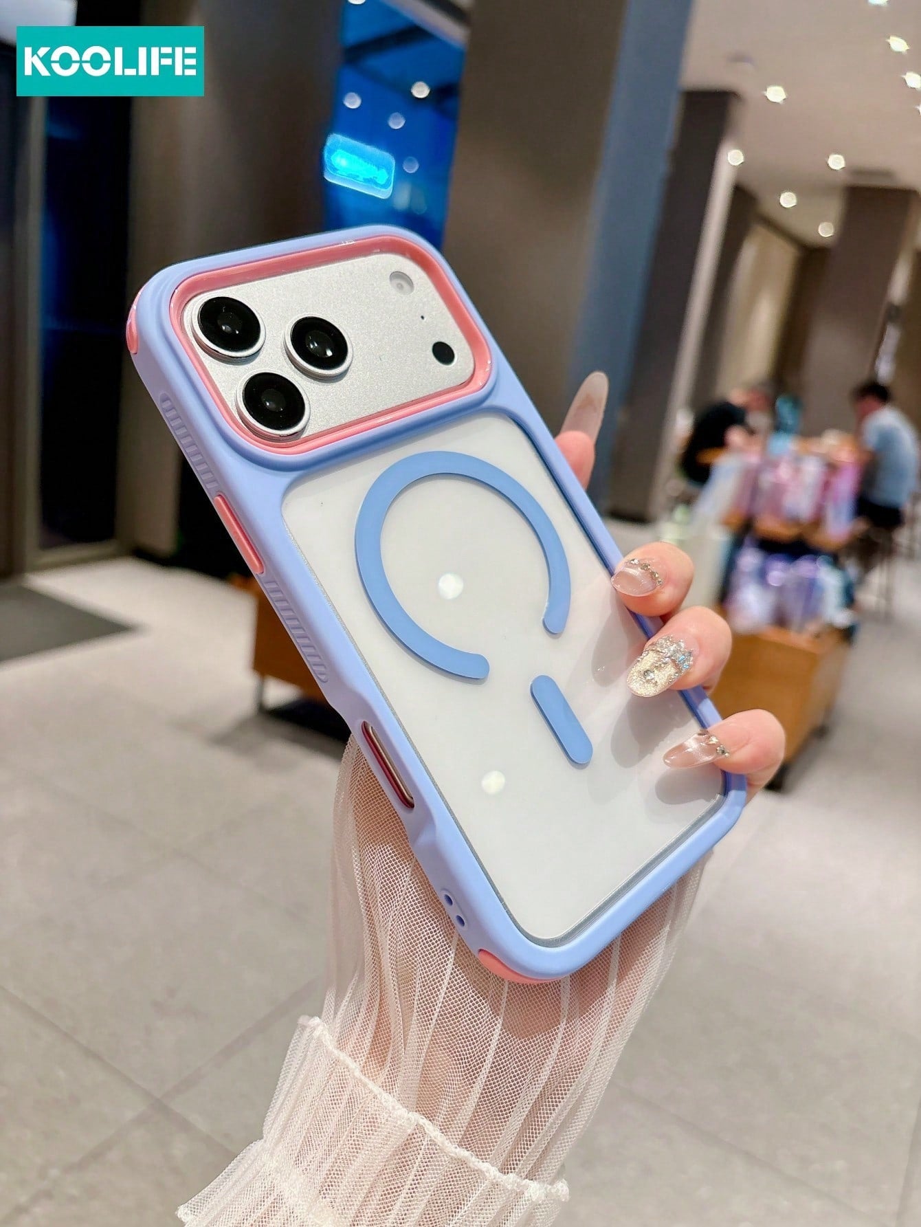 KOOLIFE Luxury Shockproof Anti-Drop Magnetic 3-In-1 Color-Block Transparent Acrylic Apple Phone Case, For Phone18pro/18pro Max/17ProMax, 16ProMax, 15ProMax, 14ProMax, 13ProMax, 17Pro, 16Pro, 15Pro, 14